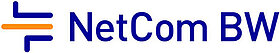 Netcom BW Logo: schwarzer Schriftzug auf weißem Hintergrund, links stilisierte Darstellung eines Netzwerkes